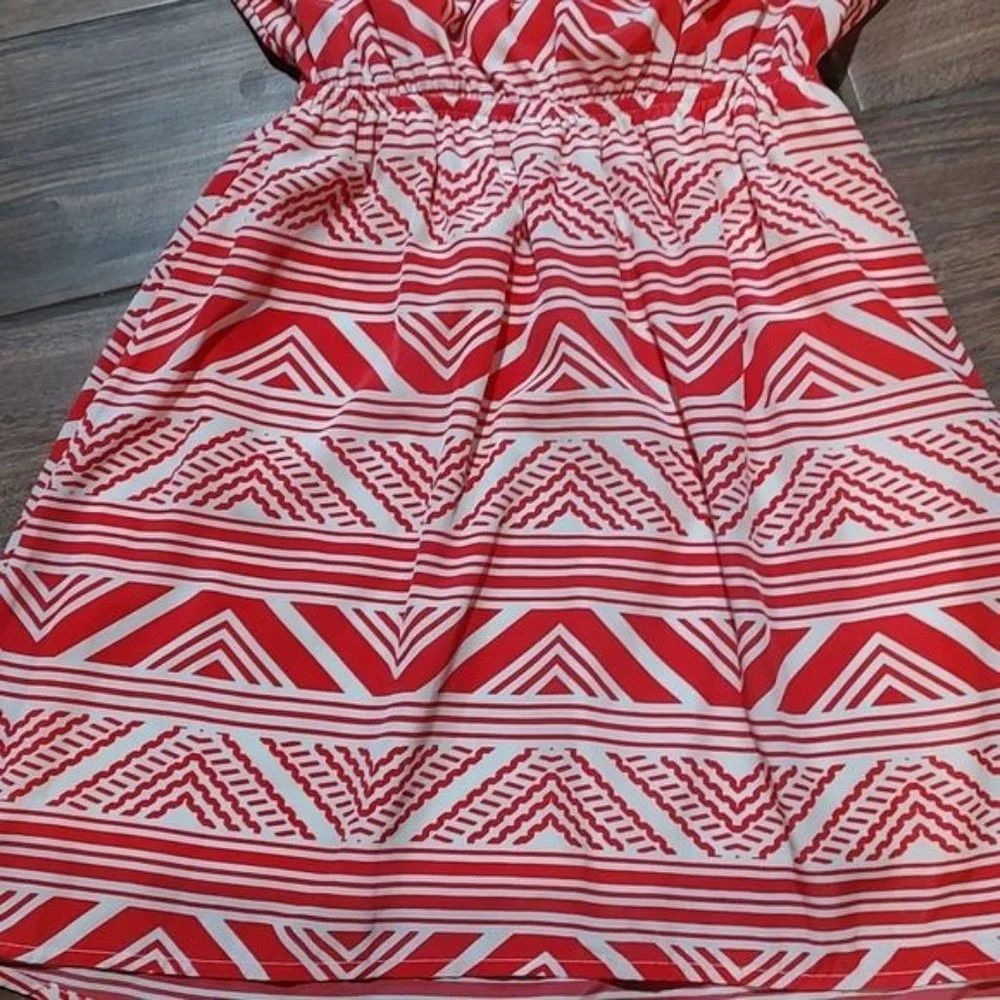 Peaches & Cream S red white Aztec dress - Picture 2 of 5